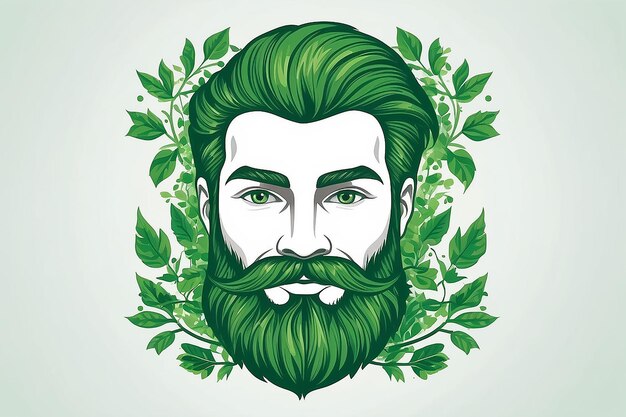 Photo le vecteur du logo du barbier hipster barbu