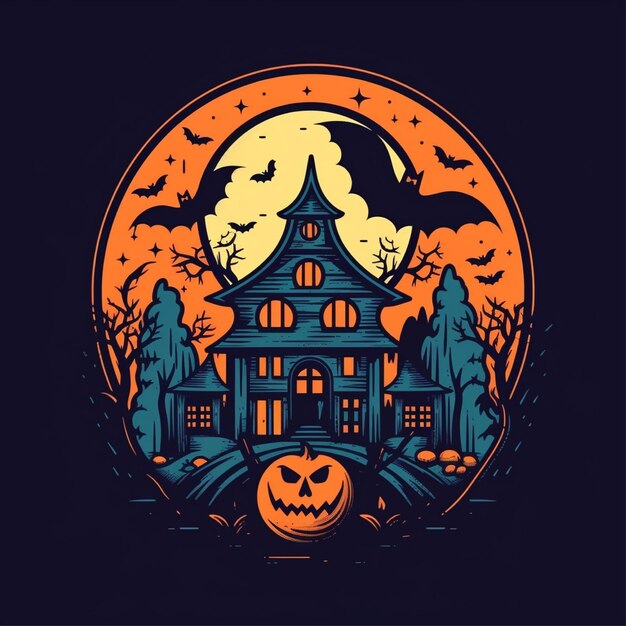 le vecteur du logo d'Halloween de couleur plate