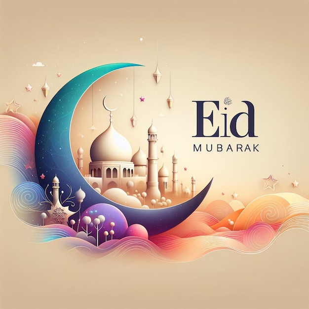 Vecteur du post Eid Mubarak pour le jour de l'Aïd