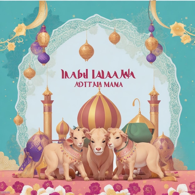 vecteur eid al adha festival salutation avec décoration colorée islamique