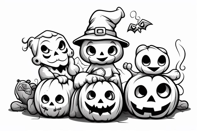 Un vecteur d'Halloween en noir et blanc pour un livre de coloriage pour enfants