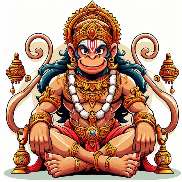 Le vecteur de Hanuman prie