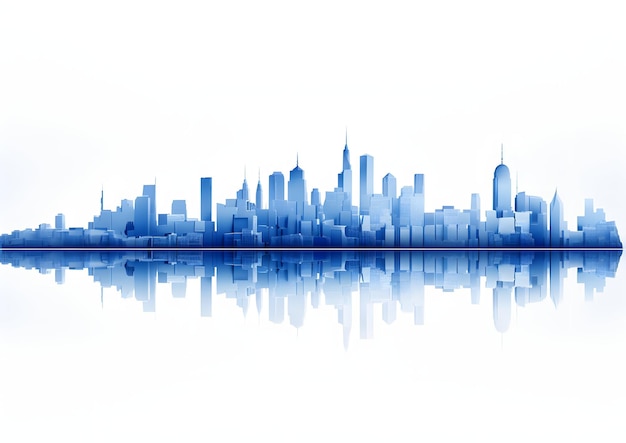 vecteur d'horizon de la ville plate dans le style de la forme plate bleu ciel clair et bleu ciel