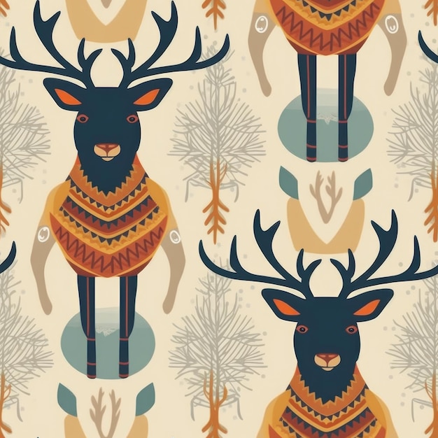 Un vecteur illustration d'un cerf avec un motif