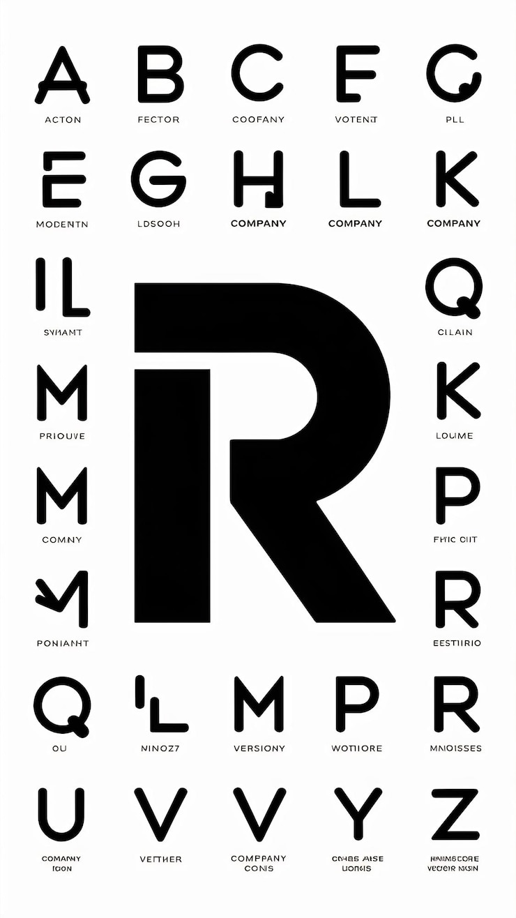 Photo le vecteur de lettres r marque l'icône de l'entreprise, les symboles plats, le logo.