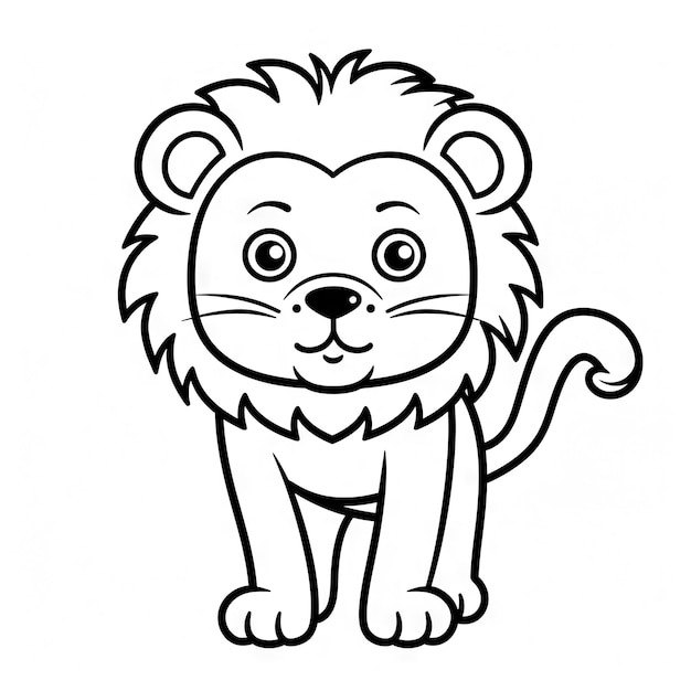 Un vecteur d'un lion mignon en noir et blanc