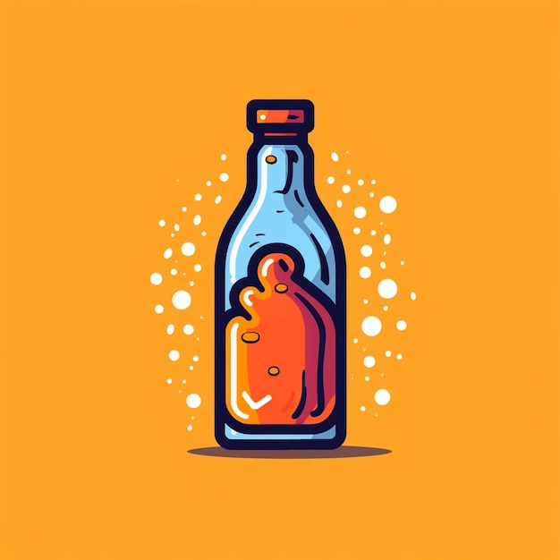 Photo vecteur de logo de bouteille de boisson de couleur plate