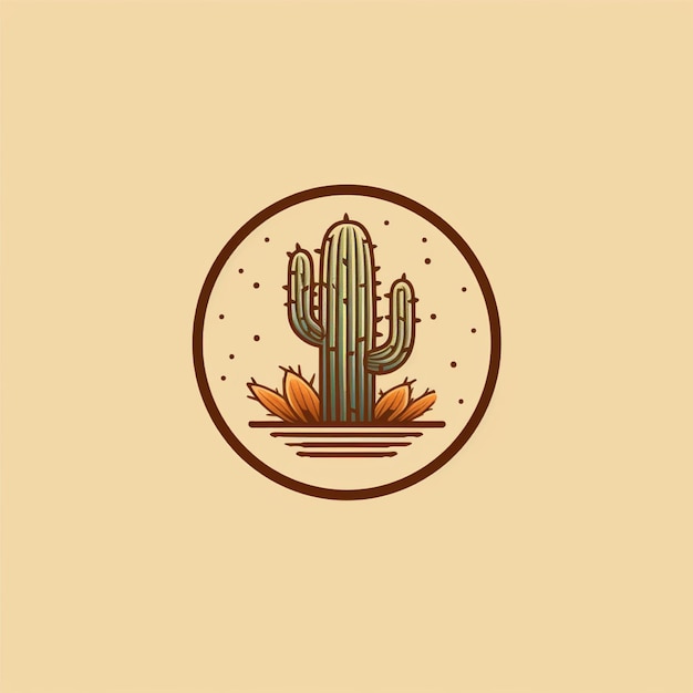 vecteur de logo de cactus de couleur plate