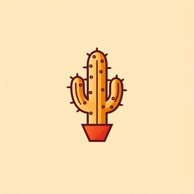 vecteur de logo de cactus de couleur plate