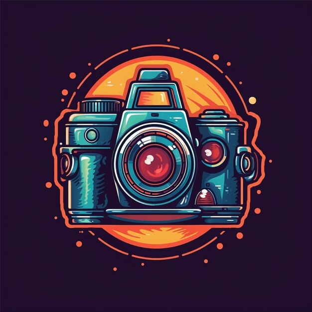 Photo vecteur de logo caméra couleur plat