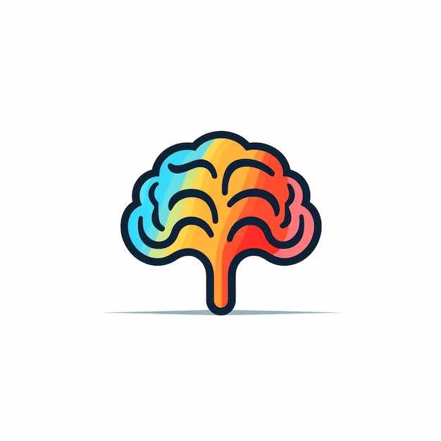 vecteur de logo de cerveau plat de couleur