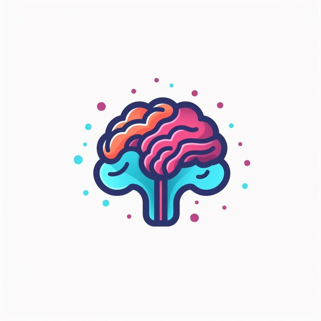 vecteur de logo de cerveau plat de couleur