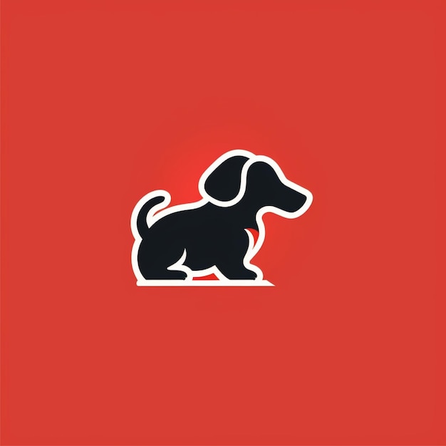 vecteur de logo de chien de couleur plate