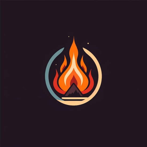 vecteur de logo de feu de joie plat couleur