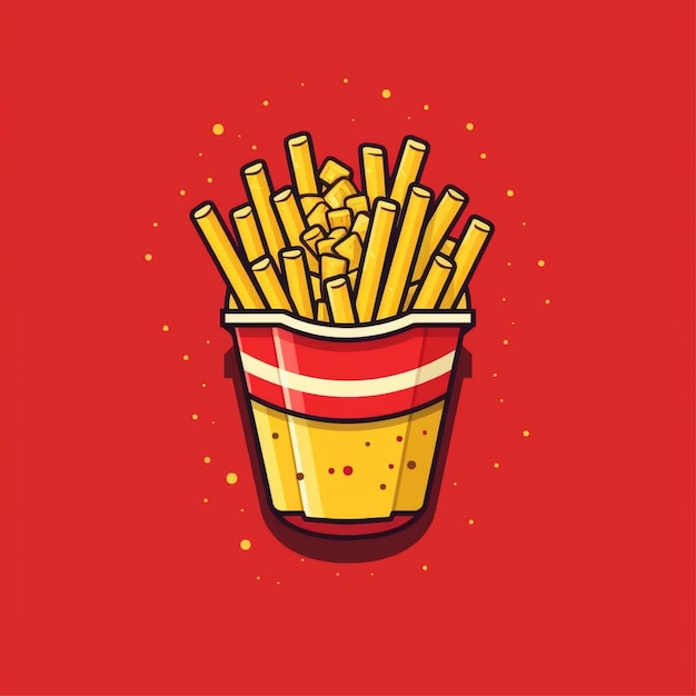 Photo vecteur de logo de frites à la couleur plate