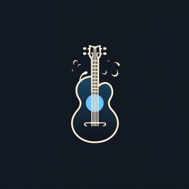 vecteur de logo de guitare à couleur plate