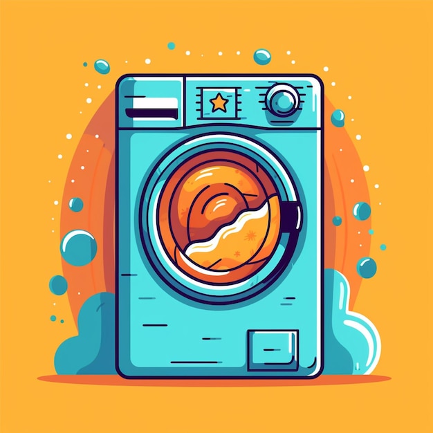 vecteur de logo de machine à laver les vêtements de couleur plate