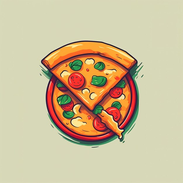 vecteur de logo de pizza à couleur plate