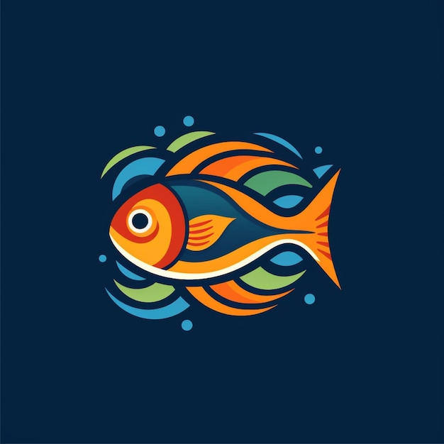 vecteur de logo de poisson de couleur plate