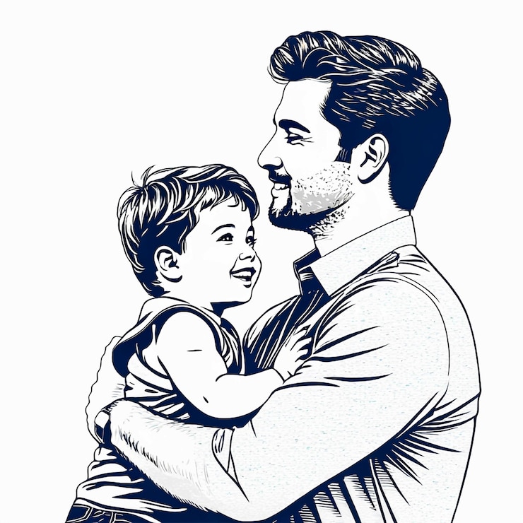 Photo vecteur de père avec fils jour des pères heureux arrière-plan isolé sur fond blanc