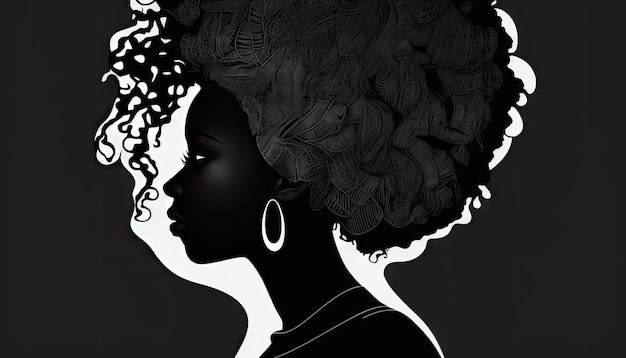 Vecteur de silhouette de tête de femme noire afro