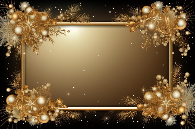 Photo vector de cadre de noël d'or pour les photos de fête