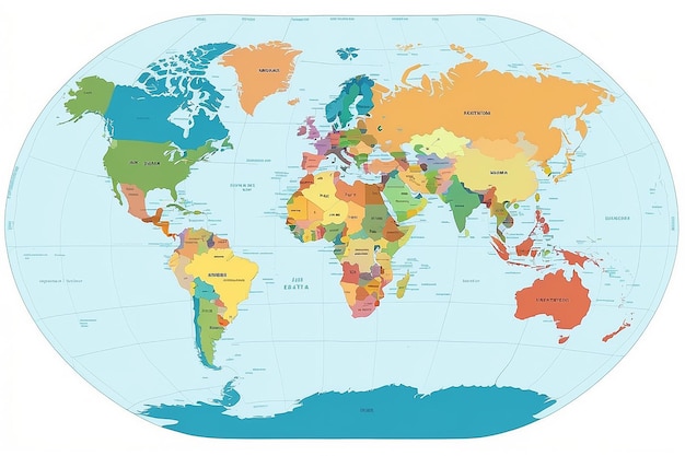 Vector de carte du monde isolé sur fond blanc modèle de carte de la terre plate