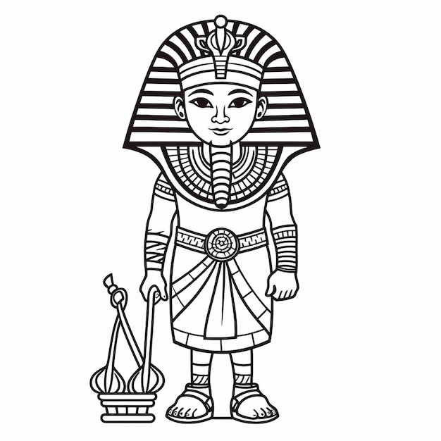 Vector Dieu de l'Égypte ancienne logo vintage concept d'art en ligne couleur noir et blanc illustration dessinée à la main