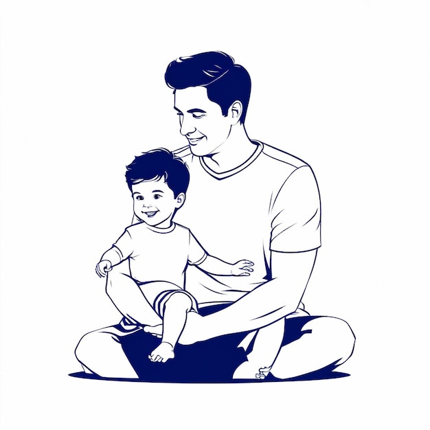 Vector du père avec le fils joyeux jour du père