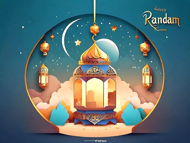 Vector du ramadan du ramadan de fond de ramadan de l'image et de la mosquée islamique d'image générée par l'IA