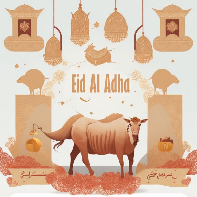 Vector est le dessin de la carte de vœux du festival de l'Aïd al-Adha.