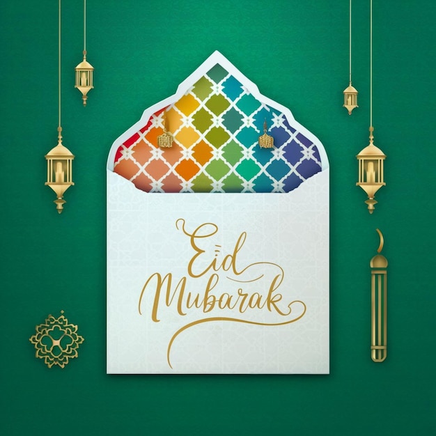 Vector gratuit le festival de l'Aïd Moubarak le fond de la mosquée de salutation