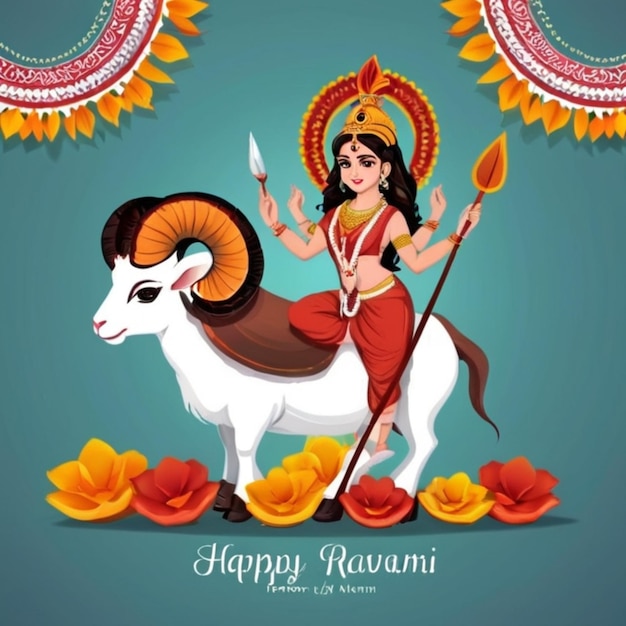 Vector gratuit heureux ram navami fête culturelle hindoue souhaits carte de célébration vecteur