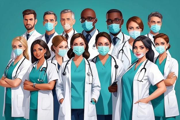 Photo vector d'un groupe de personnel médical de médecins et d'infirmières confiants