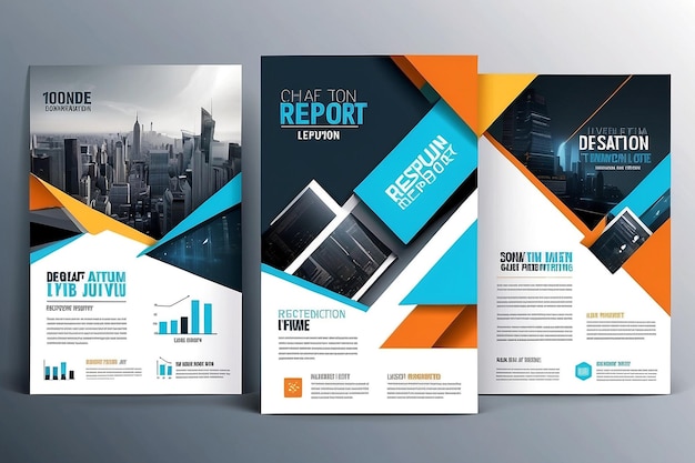 Vector de modèle de conception de brochure de rapport annuel de présentation de feuillet modèle de couverture de livre