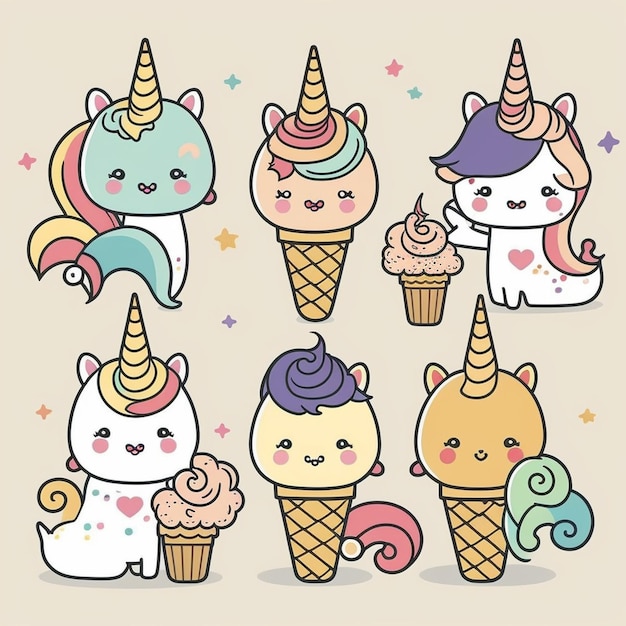 Vector de personnages de dessins animés de bébé licorne