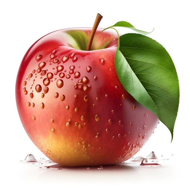 Vector pomme rouge avec des feuilles vertes sur fond transparent illustration vectorielle vectorielle réaliste