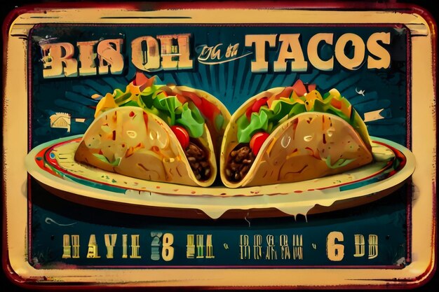 Photo vector de restauration rapide taco menu de style comique