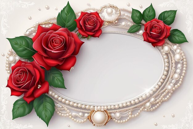 Photo vector rouge rose et perles cadre