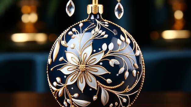 Photo vector_snowflake_with_snowy_christmas_bauble