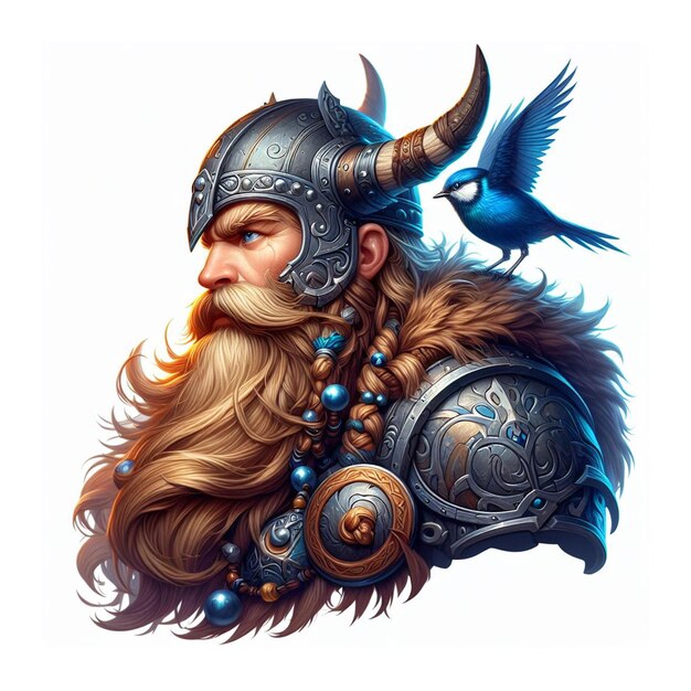 Photo vector viking portant un casque