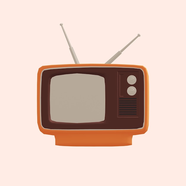 Vector vintage vieux photoréaliste crt tv 3d illustration de rendu