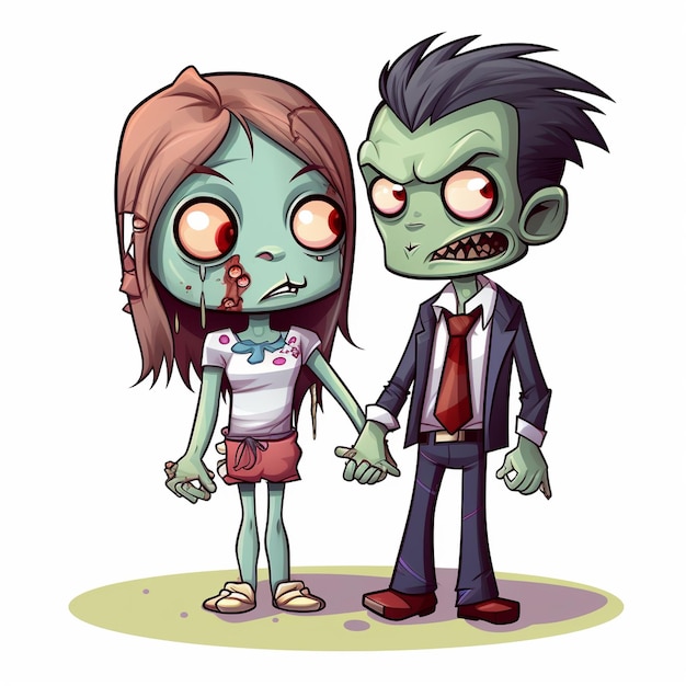 Vector un zombie vert effrayant dans le style de dessin animé