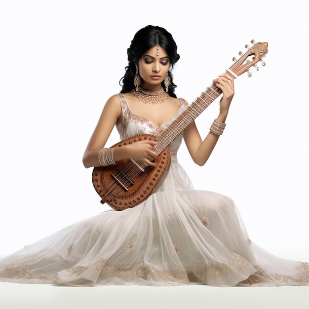 Veena avec un fond blanc en haute qualité ultra hd