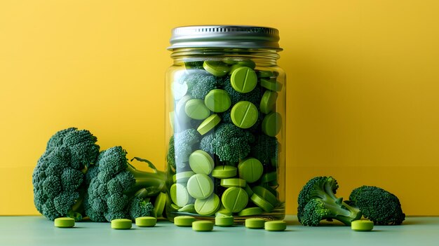 Vegan Wellness Broccoli tranches capsules à base de plantes et l'harmonie naturelle