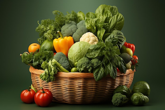 végétarien dans un panier uni vert clair