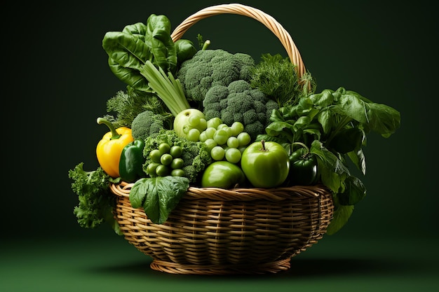 végétarien dans un panier uni vert clair