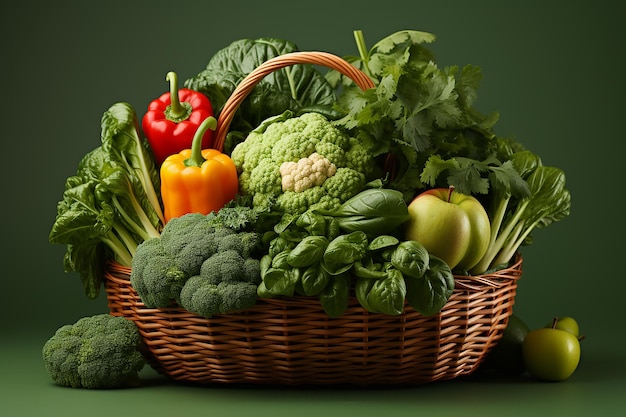 végétarien dans un panier uni vert clair