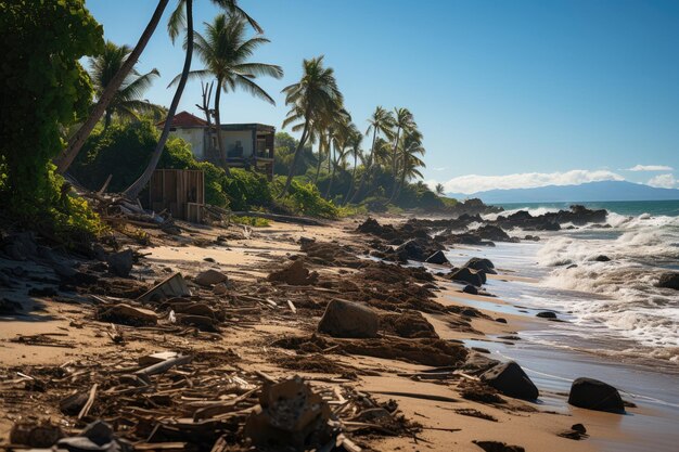 Végétation torride dévastée par l'IA génératrice de cyclone tropical