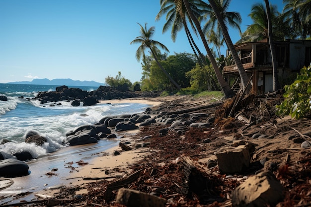 Végétation torride dévastée par l'IA génératrice de cyclone tropical